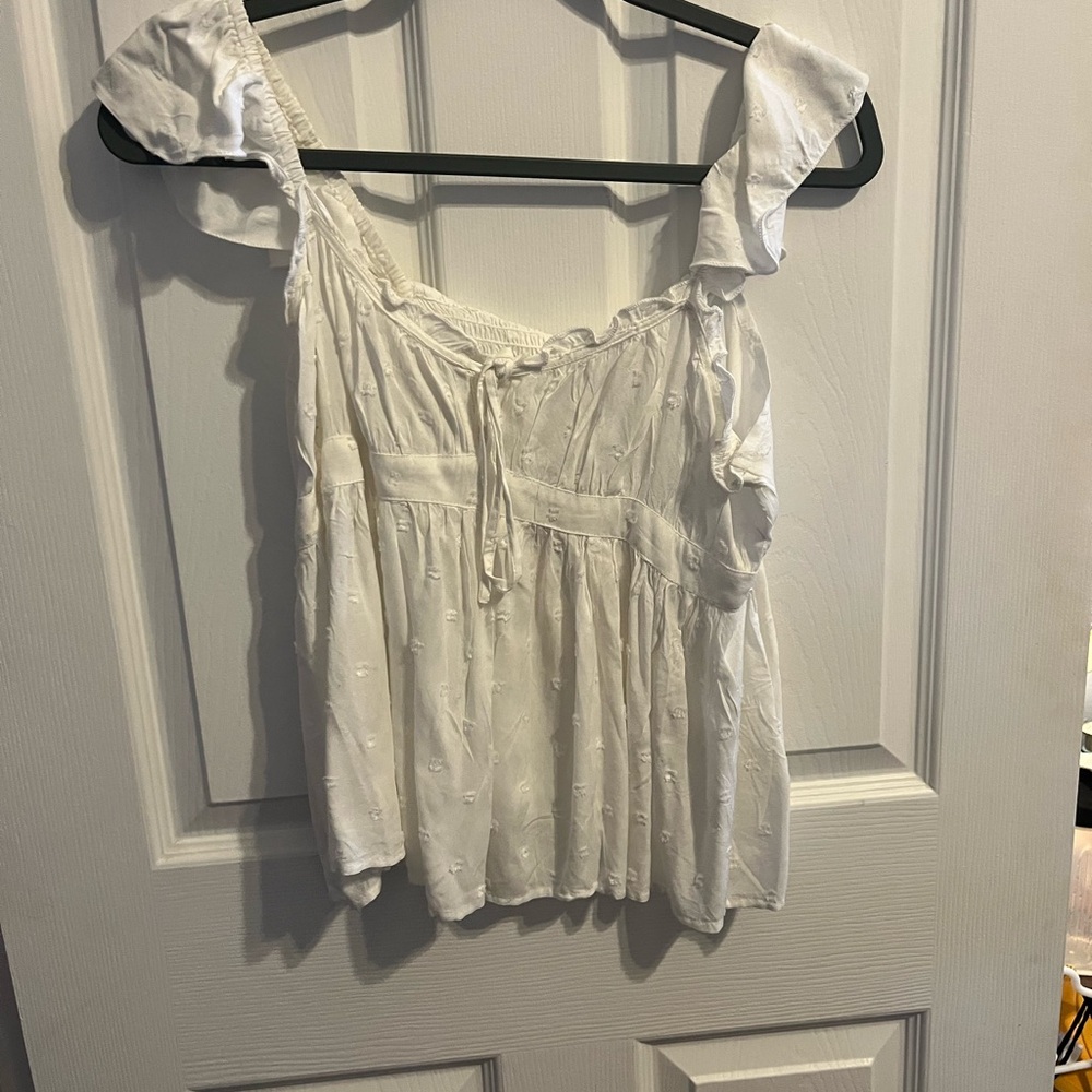 Rebellion White Flutter Sleeve Blouse with Tie Front